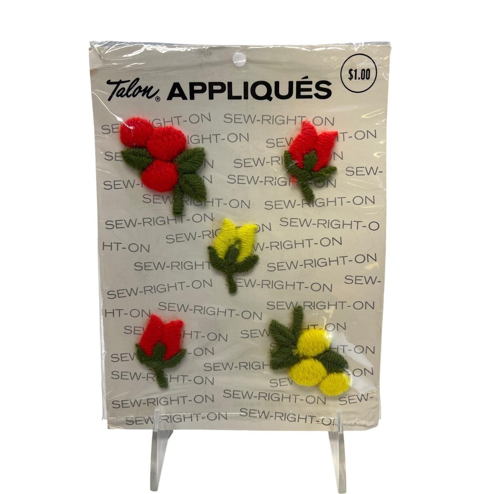 Talon‎ Appliques Vintage Sew On Floral Embellishment Embroidered 70s NOS